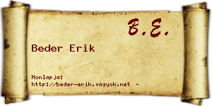 Beder Erik névjegykártya